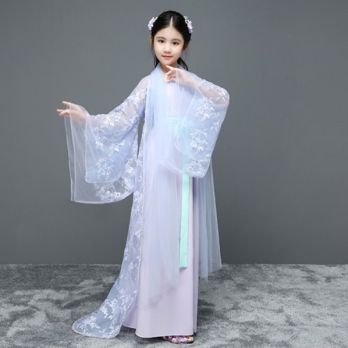 Girls kids chinese princess hanfu kimono dresses kids children hanfu fairy empress stage performance drama cosplay robes 